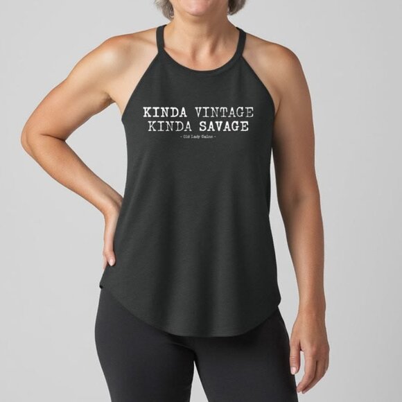 Lady Gains Tops - Lady Gains Kinda Vintage Kinda Savage Graphic Workout Tank Size Small